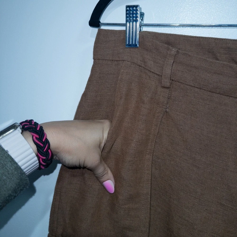 New Banana Republic‎ Brown Luxe Linen Blend Cargo Trouser Pants 6